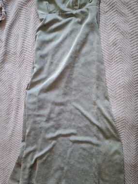 Nuit Satin Bias Slip Dress in Sage Green